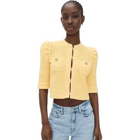 L'AGENCE Women's Delilah Crop Textured Cardigan