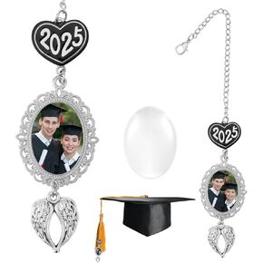 Graduation Photo Charm 2025, Custom Graduation Cap Charm Antique Memorial Grad Tassel Charms 2025 Graduate Gifts for Ceremony Picture Hat Decoration