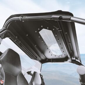 KEMIMOTO UTV Aluminum Roof with Fixed Sunroof Compatible with 2022-2025 Polaris RZR 200, Anti-UV and Enhanced Visibility Roof top, High Impact-Resistant, Snug Silent Padding