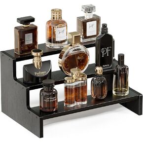 Procase Wooden Cologne Organizer for Men ، 3 Tier Perfume Organizer ، Mens Cologne Stand Holder Storage ، Display Riser Shelf Rack for Spragrances Commetics Custerics Cupcake