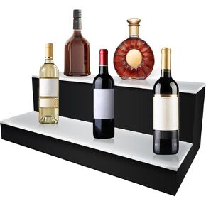 Bar Display Shelf Bar Shelves for Liquor Bottles 2-Step Liquor Bottle Shelf Acrylic Bottle Display Stand display riser 16-inch Liquor Bottle Shelf for Home/Commercial Bar