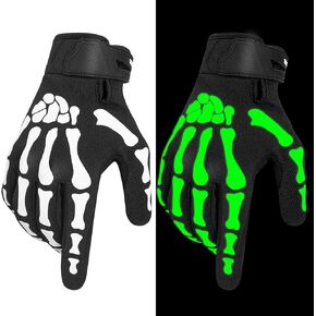 RIGWARL Skeleton Gloves Glow in The Dark, Touchscreen Riding Cycling Gloves for Men and Women, Breathable Motorcycle Glove