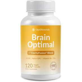 Brain Supplement for Memory and Focus, with Alpha GPC, Vitamin B6, Zinc, Energy & Mind Clarity, with ClarityFusion Blend, 120 Capsules