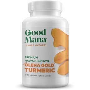 Olena Gold Hawaii-Grown Turmeric Supplement - Organic Turmeric Curcumin with Black Pepper - Joint Support & Inflammation Relief - 60 Vegan Capsule