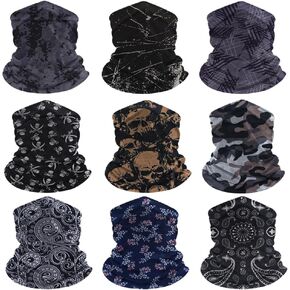 9 عبوات Balaclava Face Mask للرجال والنساء-حماية UV Gaiter ، قناع الدراجات متعدد الاستخدام