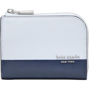 kate spade new york Devin Colorblocked Saffiano Leather Zip Card case, Pale Sapphirine Multi