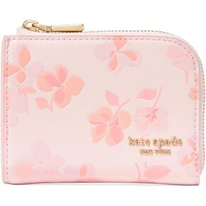 kate spade new york Devin Spring Pansies Embossed Saffiano Leather Zip Card case, Blush Cloud Multi