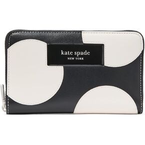 kate spade new york Label DOT Applique Smooth Leather Medium Zip Around Wallet, Black Multi