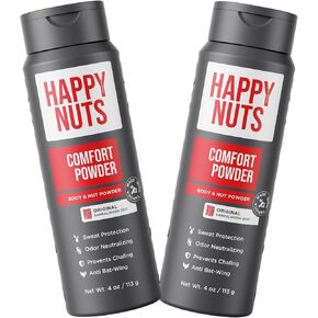 HAPPY NUTS Comfort Powder - Anti Chafing & Deodorant, Aluminum-Free, Sweat and Odor Control for Jock Itch, Groin and Men's Private 4 Oz (4 Ounce (Pack of 1), Big Wood) in Saudi Arabia