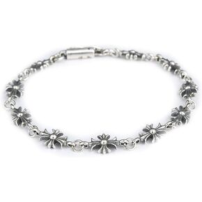 Silvery Cross Charm Cuff Bracelet Vintage Gothic Punk Bracelet Gift for Women Men