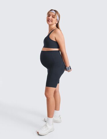 CRZ YOGA Womens Butterluxe Maternity Yoga Biker Shorts with Pockets 8" - Over The Belly Pregnancy Workout Athletic in Saudi Arabia