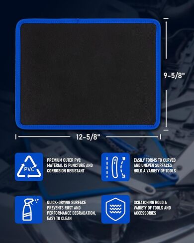 Magnetic Tool Mat - 40 LBS Heavy Duty Magnetic Parts Holder with PVC Protection Layer, 12-5/8" x 9-5/8" Non-Slip Tool Organizer for Garage, Workshop & Auto Repair in Kuwait