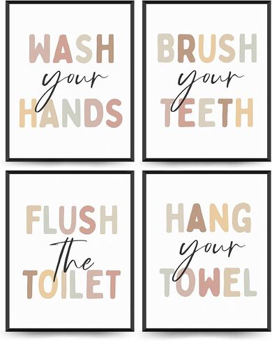 PLKMN Bathroom Wall Art Decor Set of 4, Funny Prints for Wall Decor Aesthetic,Wall Art Prints Decor for Bathroom Toilet Washroom Restroom, 8x10 (Unframed in Kuwait