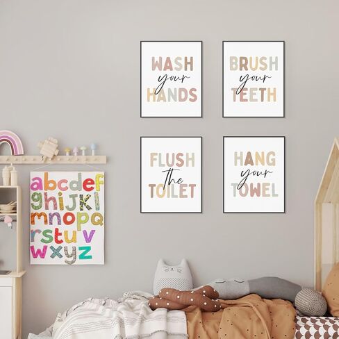 PLKMN Bathroom Wall Art Decor Set of 4, Funny Prints for Wall Decor Aesthetic,Wall Art Prints Decor for Bathroom Toilet Washroom Restroom, 8x10 (Unframed in Kuwait