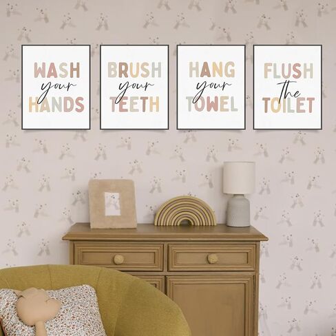 PLKMN Bathroom Wall Art Decor Set of 4, Funny Prints for Wall Decor Aesthetic,Wall Art Prints Decor for Bathroom Toilet Washroom Restroom, 8x10 (Unframed in Kuwait