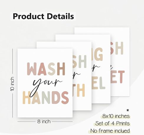PLKMN Bathroom Wall Art Decor Set of 4, Funny Prints for Wall Decor Aesthetic,Wall Art Prints Decor for Bathroom Toilet Washroom Restroom, 8x10 (Unframed in Kuwait
