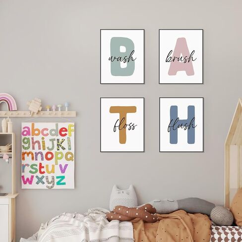 plkmn الحمام جدار الفن ديكور مجموعة من 4، مطبوعات مضحكة للديكور الجدار الجمالية، جدار الفن يطبع ديكور للحمام المرحاض الحمام مرحاض، 8x10 (غير المؤطرة in Kuwait