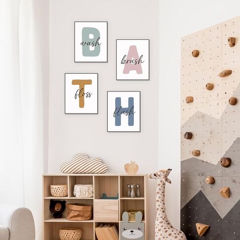 plkmn الحمام جدار الفن ديكور مجموعة من 4، مطبوعات مضحكة للديكور الجدار الجمالية، جدار الفن يطبع ديكور للحمام المرحاض الحمام مرحاض، 8x10 (غير المؤطرة in Kuwait