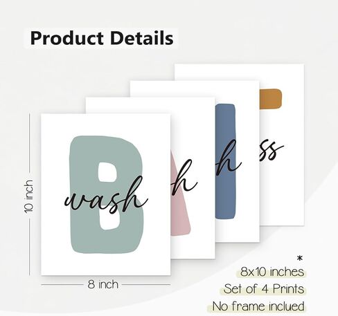 plkmn الحمام جدار الفن ديكور مجموعة من 4، مطبوعات مضحكة للديكور الجدار الجمالية، جدار الفن يطبع ديكور للحمام المرحاض الحمام مرحاض، 8x10 (غير المؤطرة in Kuwait