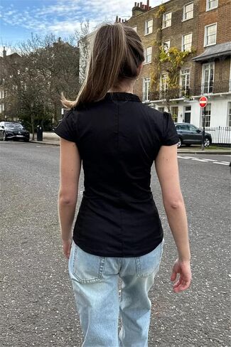 Y2K Girls Vintage Coquette Button Down Down Women Women Shirt Sleeve V-Neck Slim Fitged T-Shirt Top Plouse Prot Top in Kuwait