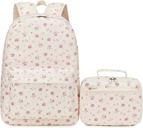 حقيبة ظهر Octsky للفتيات في سن المراهقة حقائب كتب قصيرة للمرحلة الابتدائية والمتوسطة والثانوية للنساء وحقائب نهارية للسفر باللون البيج/الأسود in Kuwait