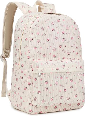 حقيبة ظهر Octsky للفتيات في سن المراهقة حقائب كتب قصيرة للمرحلة الابتدائية والمتوسطة والثانوية للنساء وحقائب نهارية للسفر باللون البيج/الأسود in Kuwait