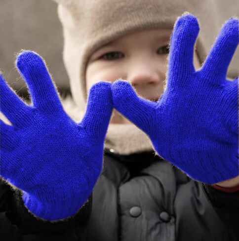 2 Pairs Kid Winter Gloves Toddler Solid Knit Warm Stretchy Magic Gloves for Boys Girls in Saudi Arabia