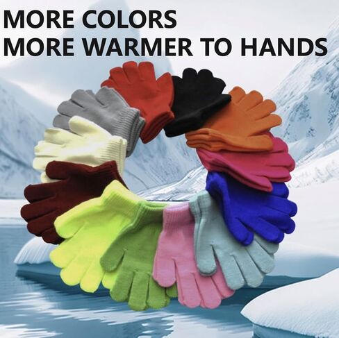 2 Pairs Kid Winter Gloves Toddler Solid Knit Warm Stretchy Magic Gloves for Boys Girls in Saudi Arabia