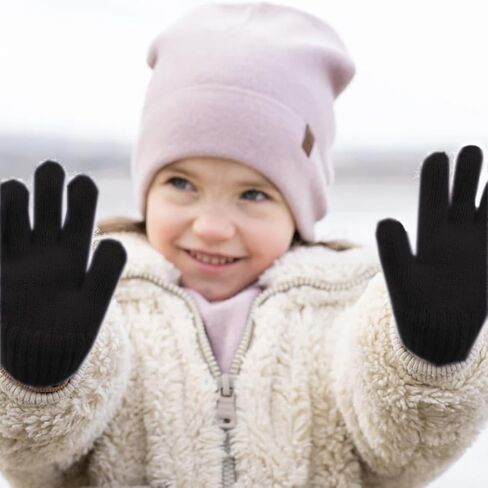 2 Pairs Kid Winter Gloves Toddler Solid Knit Warm Stretchy Magic Gloves for Boys Girls in Saudi Arabia