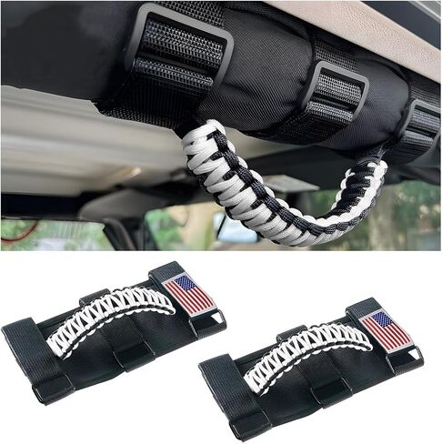 2PCS Roll Bar Grab Handles, Oxford Cloth Upgrade Metal Buckle Paracord Grip Handles, Durable and Strong Car Accessories, Compatible with Wrangler JL, JLU, JT, JK, JKU, TJ, LJ and YJ (Blue) in Saudi Arabia