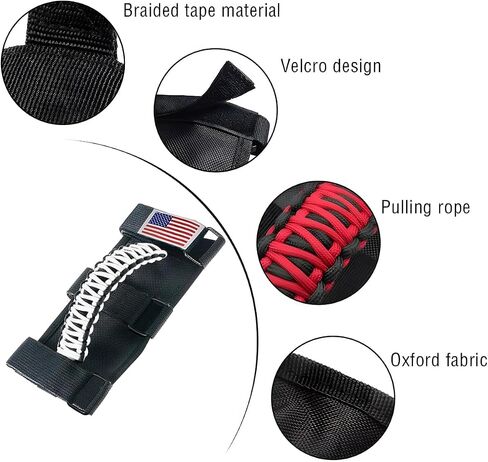 2PCS Roll Bar Grab Handles, Oxford Cloth Upgrade Metal Buckle Paracord Grip Handles, Durable and Strong Car Accessories, Compatible with Wrangler JL, JLU, JT, JK, JKU, TJ, LJ and YJ (Blue) in Saudi Arabia