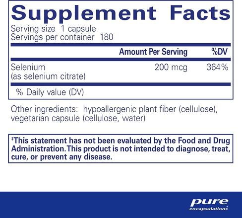 Pure Encapsulations Selenium (Citrate) - for Immune System Support & Cellular Health - Antioxidant Supplement - Supports Blood Flow* - Gluten Free & Vegan - 180 Capsules in Saudi Arabia