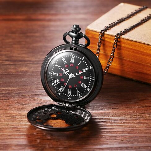 OIDEA Mens Womens Pocket Watch: Hollow Embossed Gear Decoration Analog Quartz Pocket Watches with Chain Graduation Christmas Birthday Gifts in Saudi Arabia