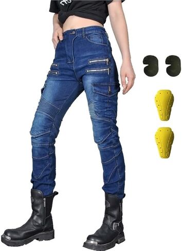 Women Moto Jeans Motorcycle Pants Motorbike Biker Trousers with Protector in Saudi Arabia