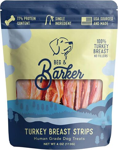 Beg & Barker Chicken, Pork, & Turkey Jerky for Dogs (4 oz, Pack of 3) - Dog Training Treats - Natural Dog Treats Made in The USA - Grain Free, Diabetic-Friendly, High Protein, Sugar-Free… in Kuwait