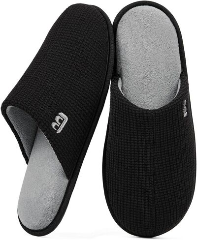 LongBay Mens House Slippers Comfy Knit Scuff Lightweight Memory Foam Slip On Bedroom Shoes for Indoor Outdoor Travel in Saudi Arabia