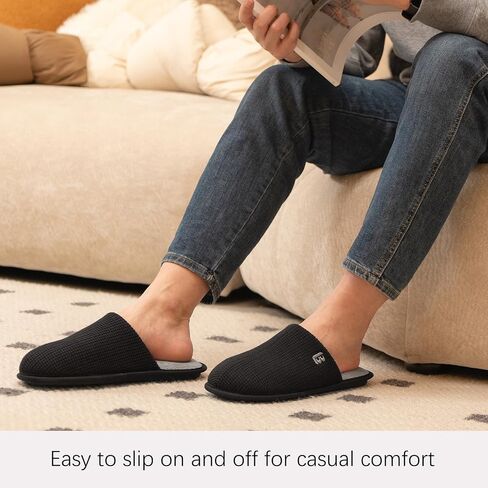LongBay Mens House Slippers Comfy Knit Scuff Lightweight Memory Foam Slip On Bedroom Shoes for Indoor Outdoor Travel in Saudi Arabia