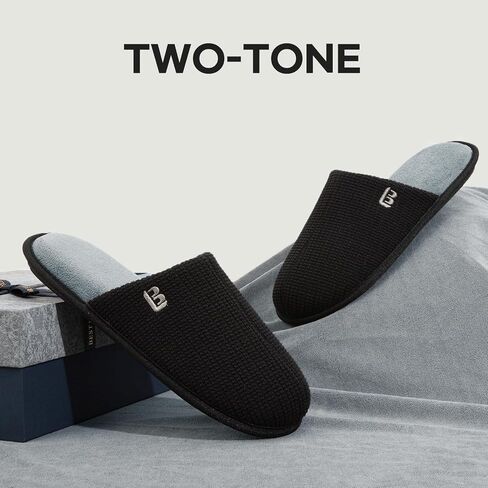 LongBay Mens House Slippers Comfy Knit Scuff Lightweight Memory Foam Slip On Bedroom Shoes for Indoor Outdoor Travel in Saudi Arabia