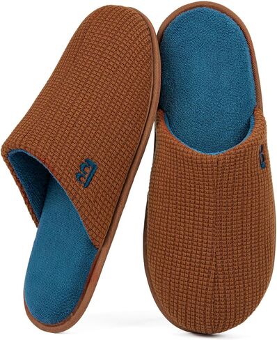 LongBay Mens House Slippers Comfy Knit Scuff Lightweight Memory Foam Slip On Bedroom Shoes for Indoor Outdoor Travel in Kuwait