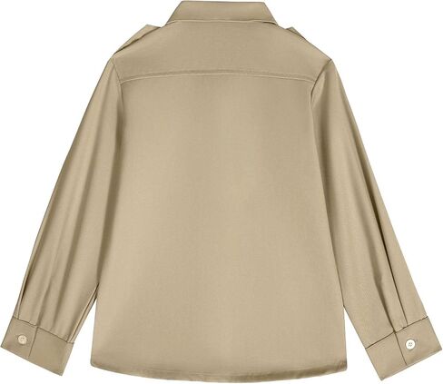 Boys Long Sleeve Button-Down Shirt Kids Casual Western Shirts Tops with Two Pockets in Kuwait