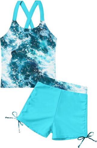 BFUSTYLE Girls Tankini Swimsuit Kids Bathing Suits with Shorts 6-11 Years in Saudi Arabia
