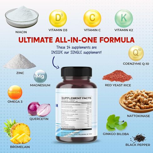 Coenzyme Q-10 Red Yeast Rice Quercetin Magnesium Malate, Glycinate, Citrate - Made in USA in Saudi Arabia