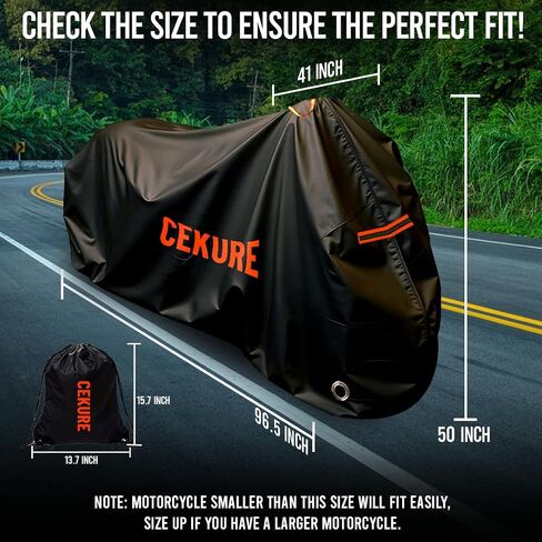 Your Ride! Heavy Duty Motorcycle Cover Waterproof Outdoor 210 Oxford Fabric with Heat Sealed Seams Ultra Waterproof Fits up to 96.5" All Weather Scooter Cover for Sport Bike with Carry Bag in Saudi Arabia