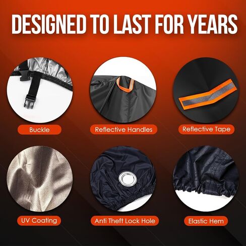 رحلتك! تغطية دراجة نارية شديدة التحمل في الهواء الطلق في الهواء الطلق 210 نسيج أوكسفورد مع طبقات مغلقة حرارة مغمورة فائقة الماء تناسب ما يصل إلى 96.5 "غطاء دراجة نارية الطقس للدراجة الرياضية مع حقيبة حمل in Kuwait