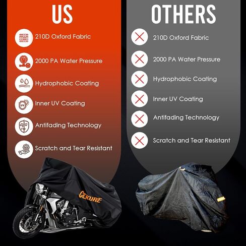 رحلتك! تغطية دراجة نارية شديدة التحمل في الهواء الطلق في الهواء الطلق 210 نسيج أوكسفورد مع طبقات مغلقة حرارة مغمورة فائقة الماء تناسب ما يصل إلى 96.5 "غطاء دراجة نارية الطقس للدراجة الرياضية مع حقيبة حمل in Kuwait
