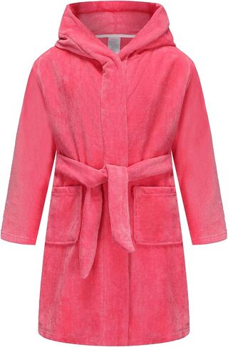 Boys Girls Hooded Robe Soft Touch Robe Kids Terry Cloth Cotton Spa Bathrobe Sleepwear 2-14 Years in Saudi Arabia