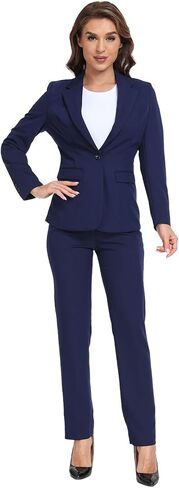 Women Classic Suits 2 Piece Bussiness Professional Work Outfits Office Attire Slim Fit Dressy Blazer Jacket Pants Suit Sets in Saudi Arabia
