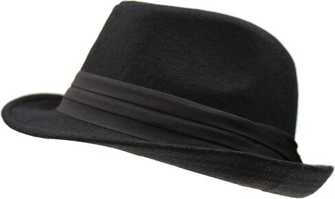 Kid's Short Brim Black Trilby Fedora Hat - Boys Manhattan-Hat Gangster Fedora hat for 4-10 Years Old in Saudi Arabia