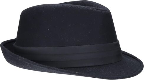 Kid's Short Brim Black Trilby Fedora Hat - Boys Manhattan-Hat Gangster Fedora hat for 4-10 Years Old in Saudi Arabia