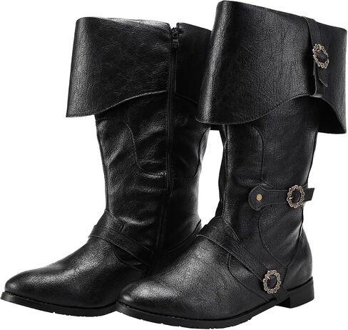Medieval Male and Female Renaissance Pull On Boots Mid Calf Gothic Boots Halloween Cosplay Cuff Shoes in Kuwait